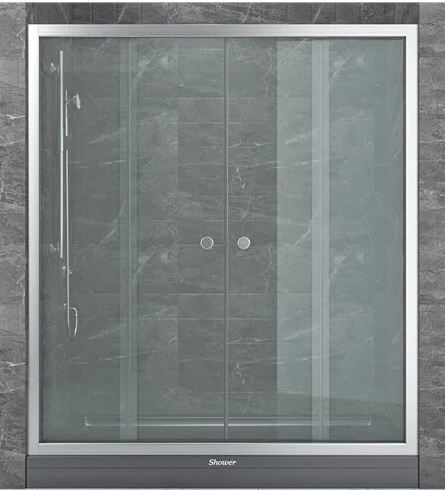 Душевые двери в нишу Shower Titan четырехсекционные раздвижные матовое закаленное стекло 160x180 см (12478921)