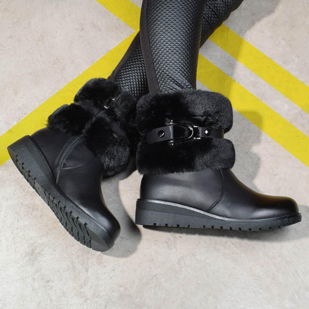 Ботинки женские зимние с меховой манжетой и ремешком 326182 р. 38 25 см