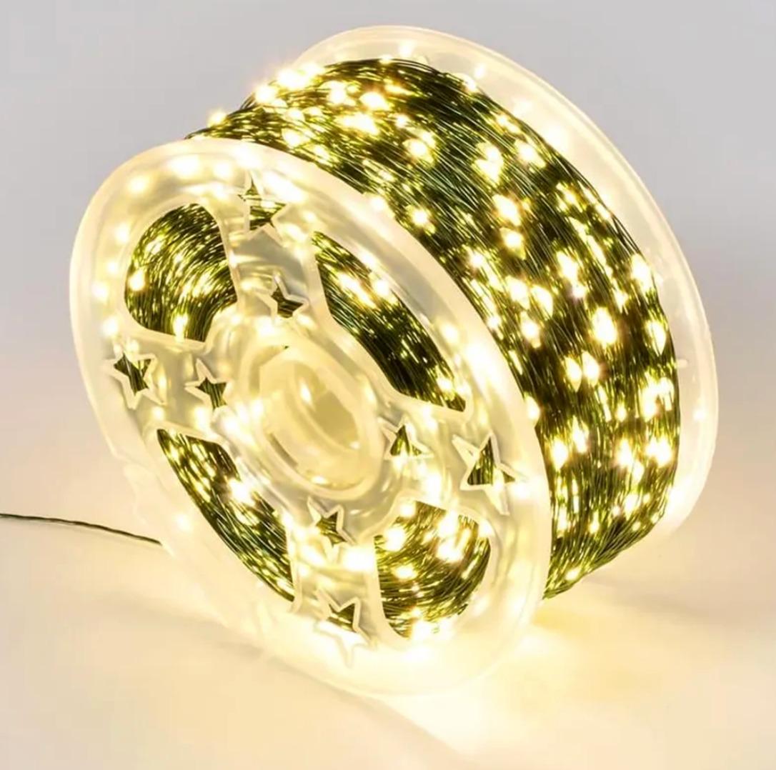 Гирлянда светодиодная Роса белая проволока с пультом 50 м 500 Led Желтый (R33985-4) Гирлянда светодиодная Роса белая проволока с пультом 50 м 500 Led Желтый (R33985-4)