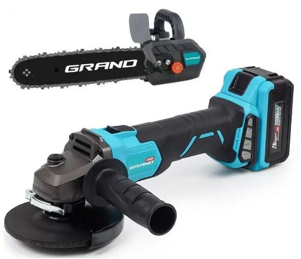 Болгарка аккумуляторная Grand МШУ-125BL PRO с насадкой (13903380) Болгарка аккумуляторная Grand МШУ-125BL PRO с насадкой (13903380)