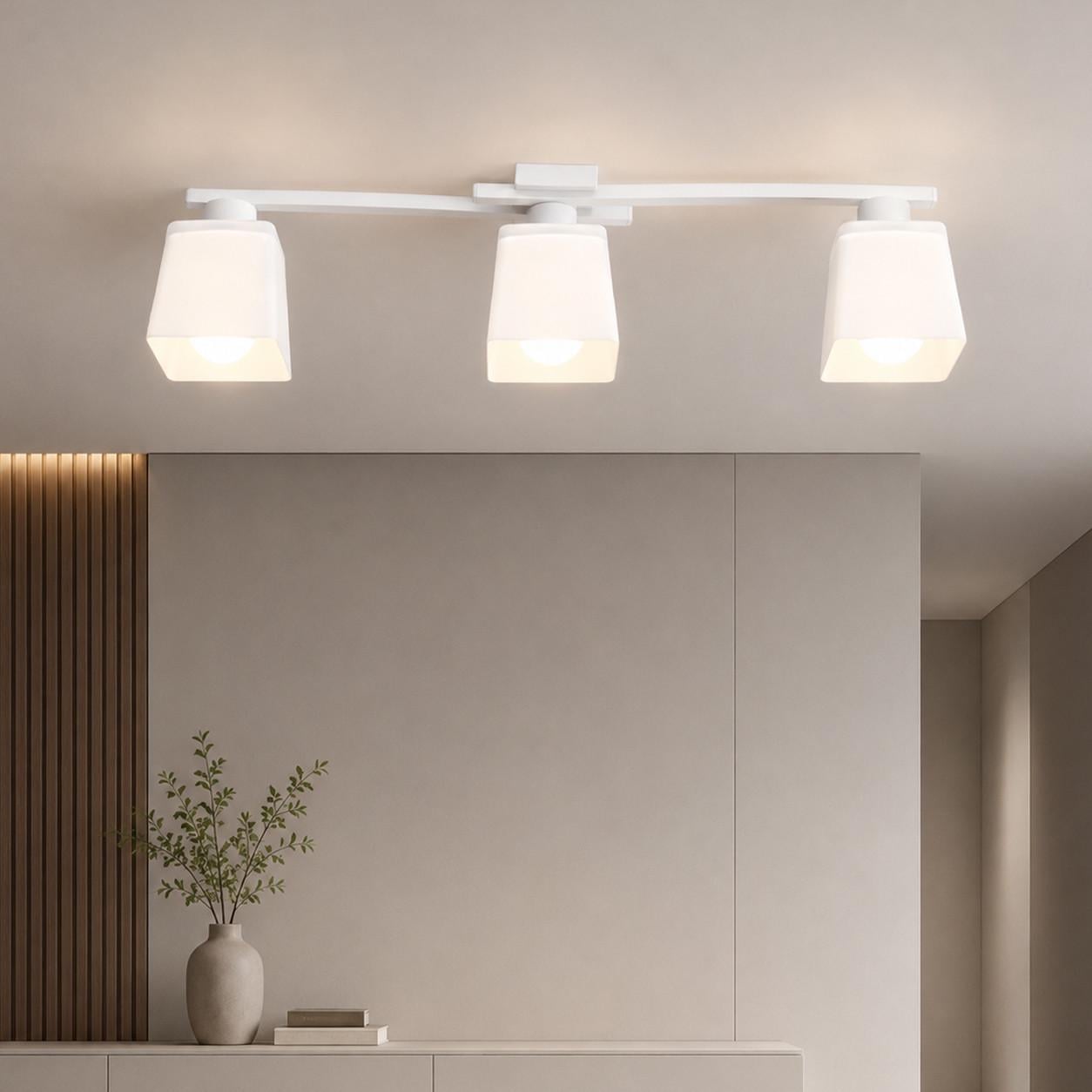 Люстра MSK ELECTRIC Dublin со стеклянными плафонами под три лампы Е27 Белый (NL 16610-3 WH)