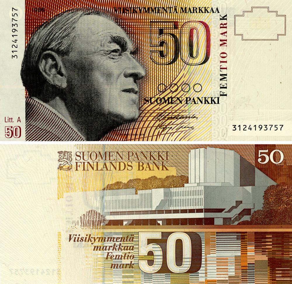 Колекційна банкнота Фінляндія 50 марок 1986 UNC (P118a(38)