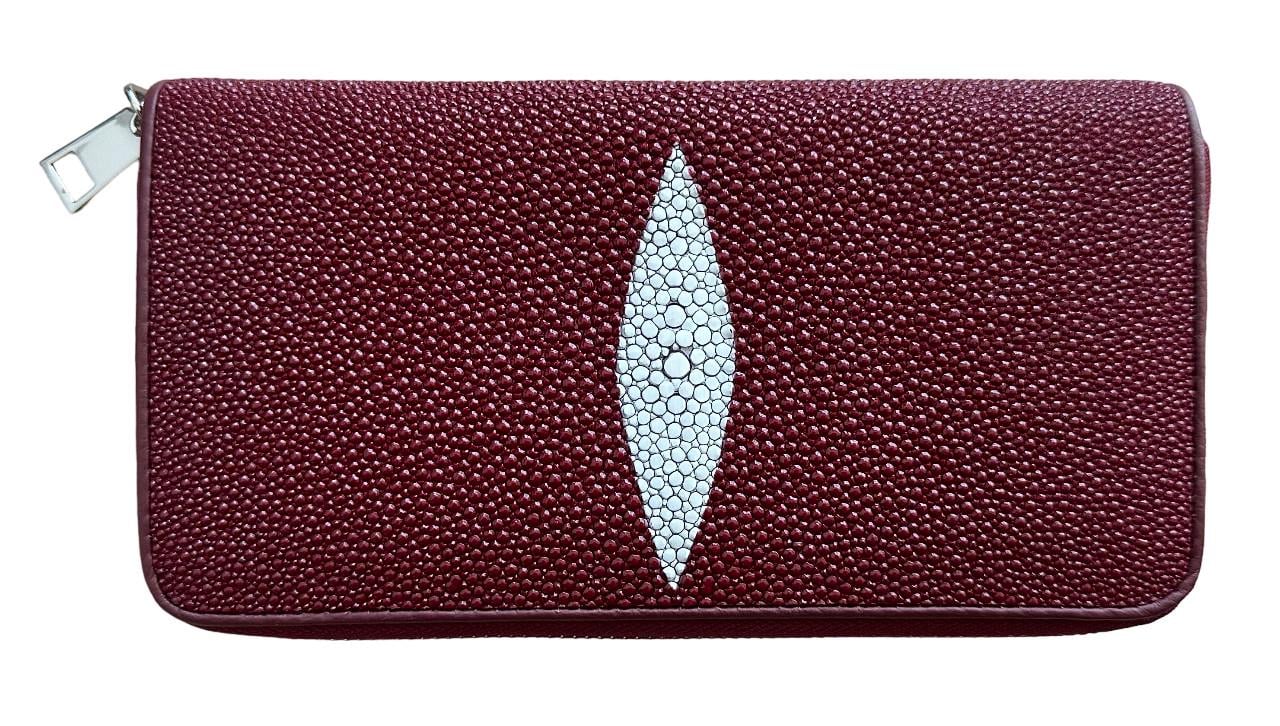 Кошелек женский Ekzotic leather из кожи ската на молнии Бордовый (stw30_4)