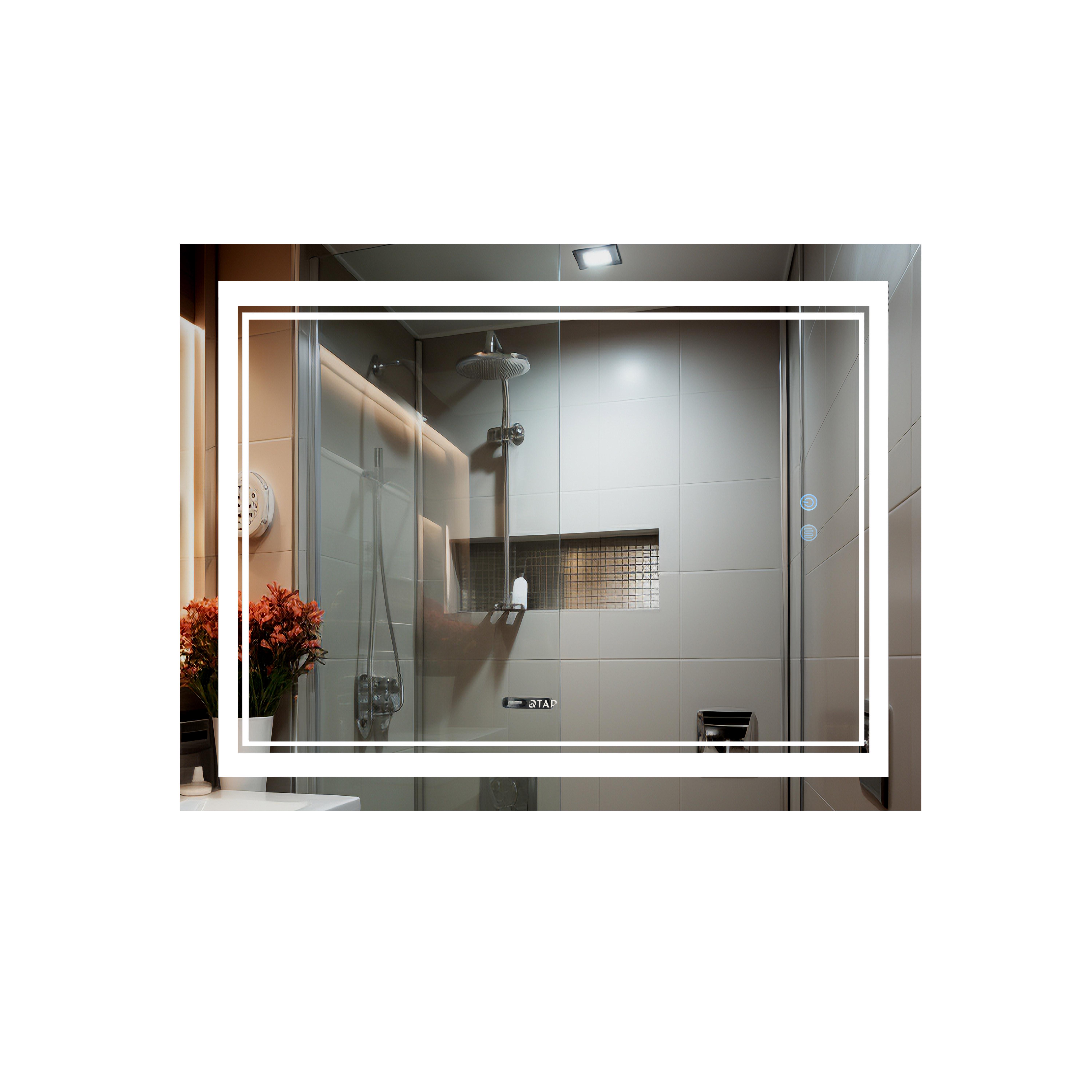 Зеркало Qtap Cardinal с LED-подсветкой Touch с антизапотеванием/димером/регулировкой температуры цвета 1200х800 мм 3000-6500K (QT0478C12080)