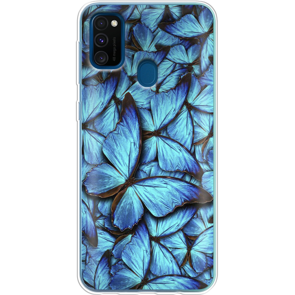 Чехол с рисунком Boxface Samsung M307 Galaxy M30s лазурные бабочки Прозрачный силикон (38209-up1550-38209)