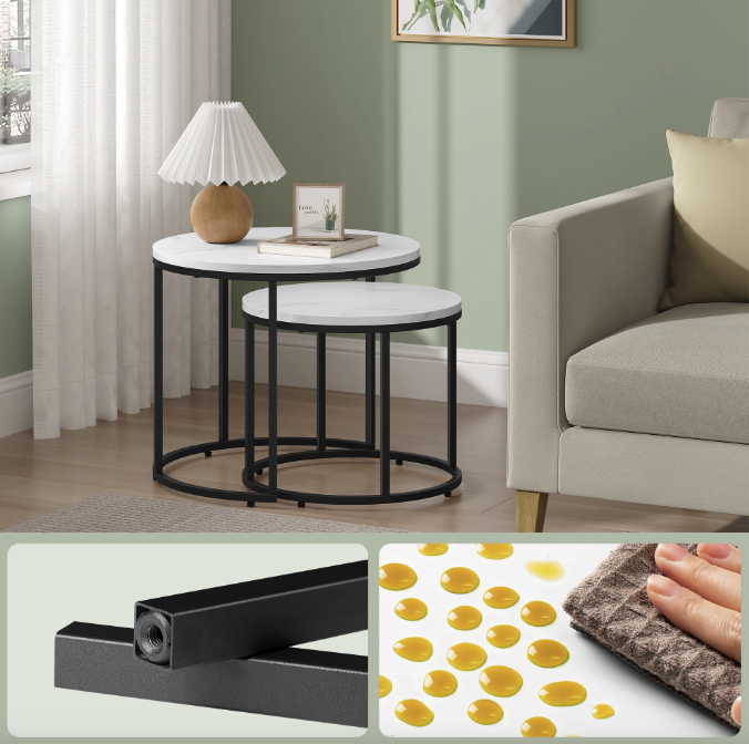 Комплект журнальных столиков Leobert Oreo круглый Мраморный (4348) - фото 4