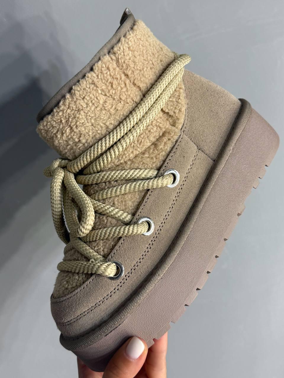 Уггі жіночі Hengji 52-3 сноубутси замшеві з хутром тедді на високій підошві р. 38 Бежевий (5141) - фото 8 Уггі жіночі Hengji 52-3 сноубутси замшеві з хутром тедді на високій підошві р. 38 Бежевий (5141) - фото 8