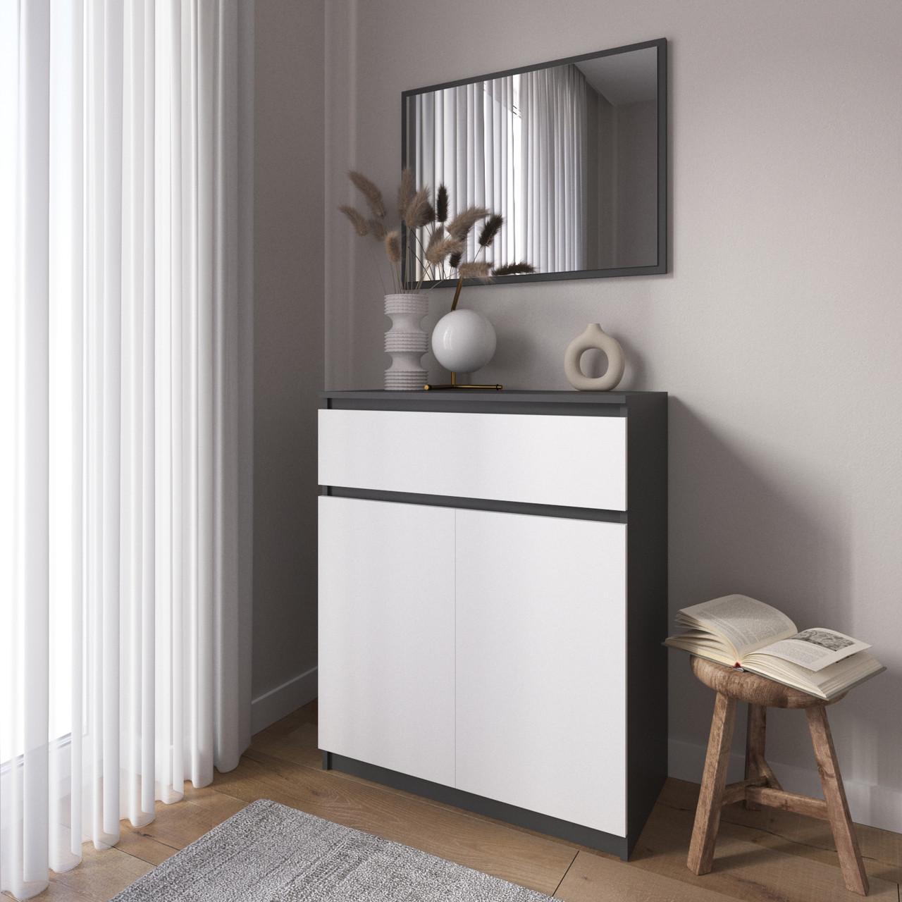 Комод-тумба Вайс R-23 80х40х98 см Антрацит/Білий (30368848) Комод-тумба Вайс R-23 80х40х98 см Антрацит/Білий (30368848)