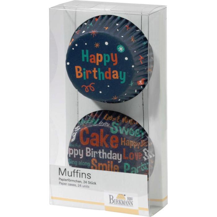 Набор форм для выпечки мафинов RBV Birkmann Happy Birthday 24 шт. 7 см Синий (33972138)