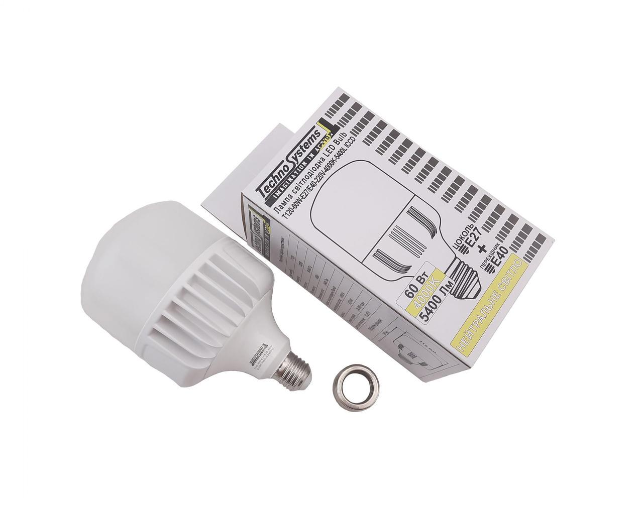 Лампа світлодіодна TechnoSystems LED Bulb T120 60Вт E27/E40 4000К 5400Лм ICCD TNSy5000512 - фото 3