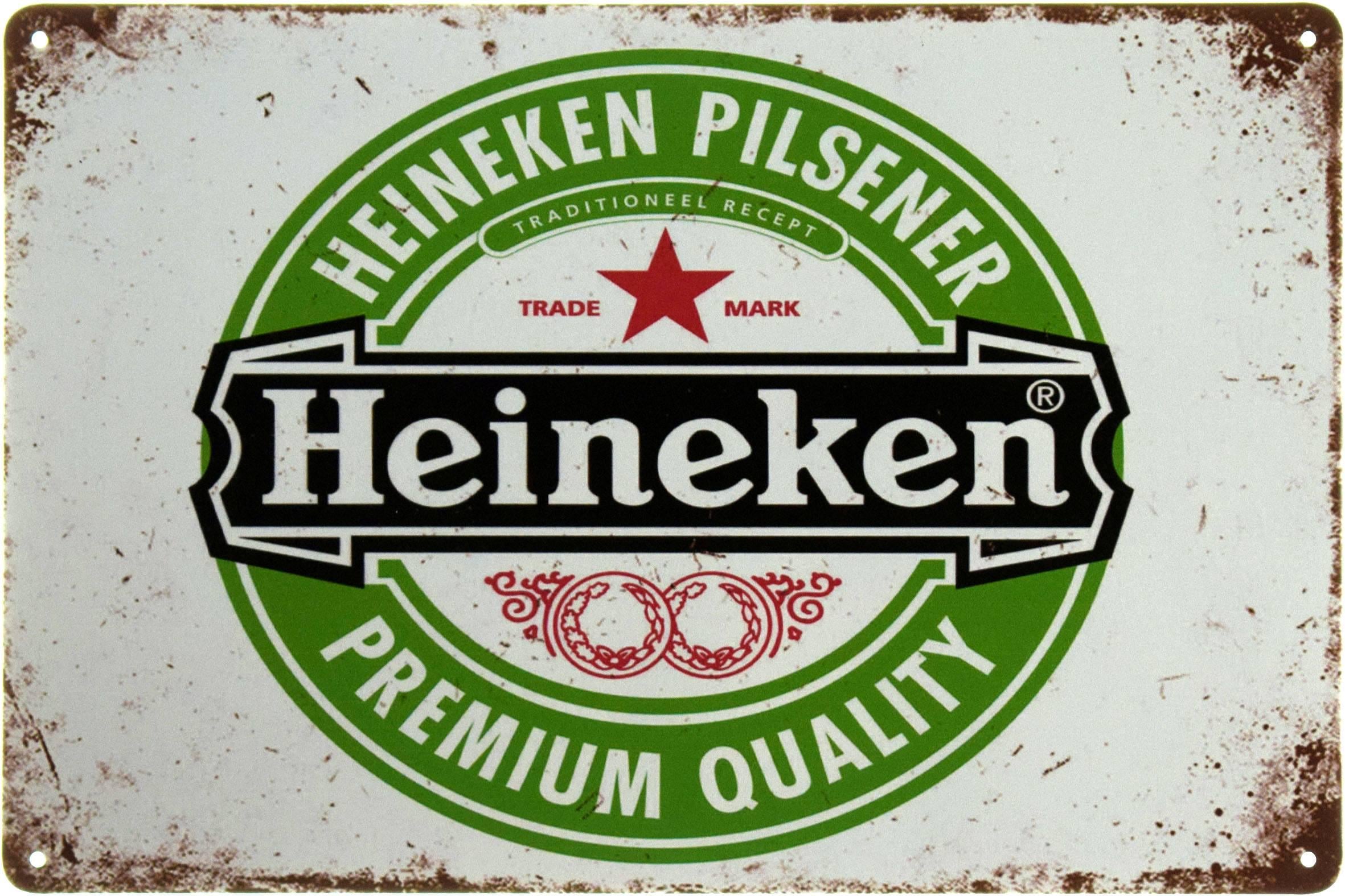 Табличка металлическая Heineken Белый Фон 20x30 см