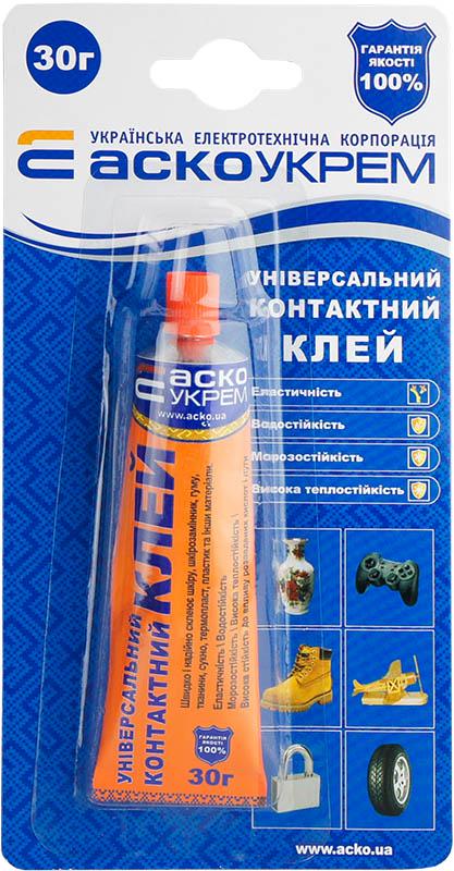 Универсальный контактный Аско клей неопреновый блистер 30 г (12851)