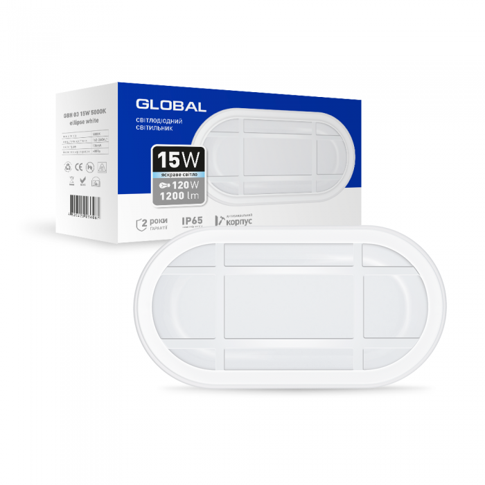 LED-світильник антивандальний Global 1-GBH-03-1550-E 15W 5000K (27568132)