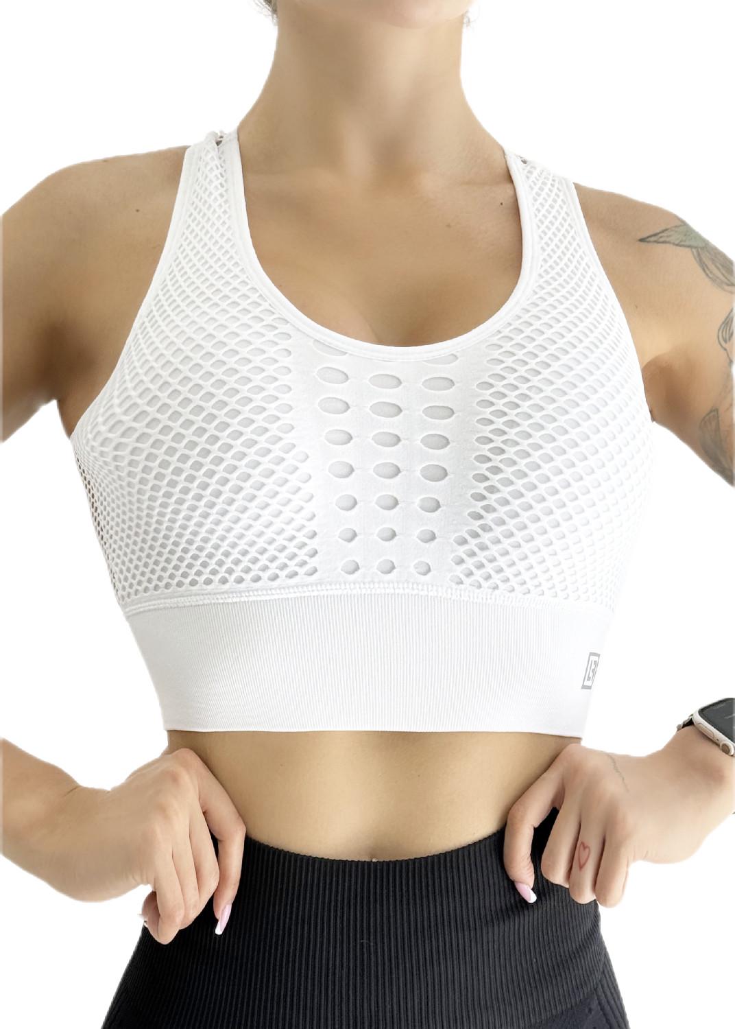 Топ спортивный для фитнеса LILAFIT пуш ап с чашками М Белый (LFB000030)