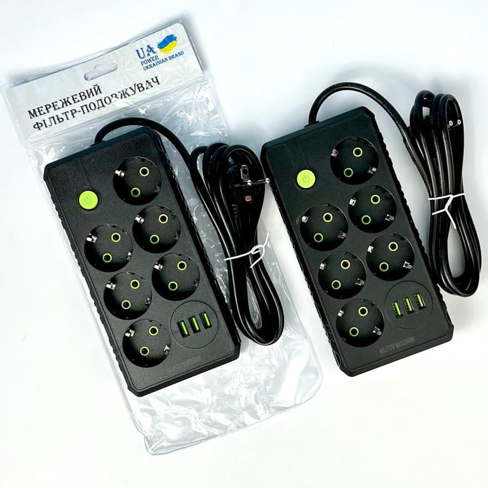 Удлинитель сетевой UA Power на 6 розеток + 3 USB 2 м (F17U) - фото 3