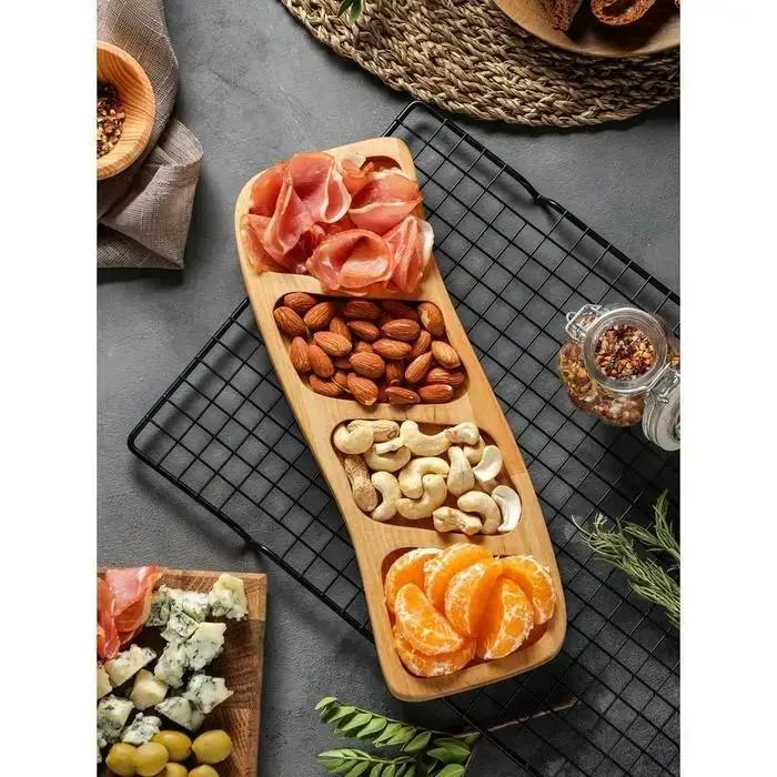 Дошка-менажниця дерев'яна на 4 секції з просоченням ясенева 30х12 см (ман-2)