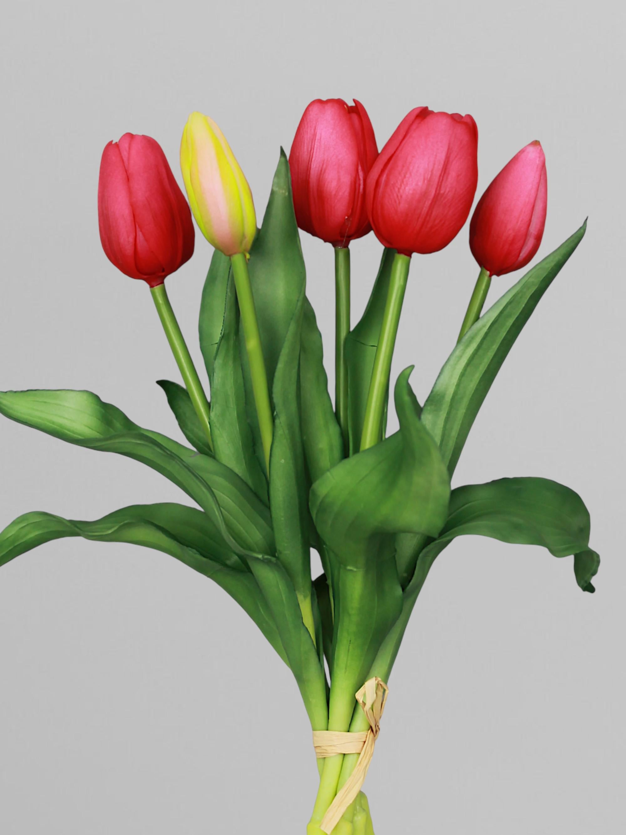 Букет тюльпанов латексных 30 см 5 шт. Ярко-розовый (К07085)