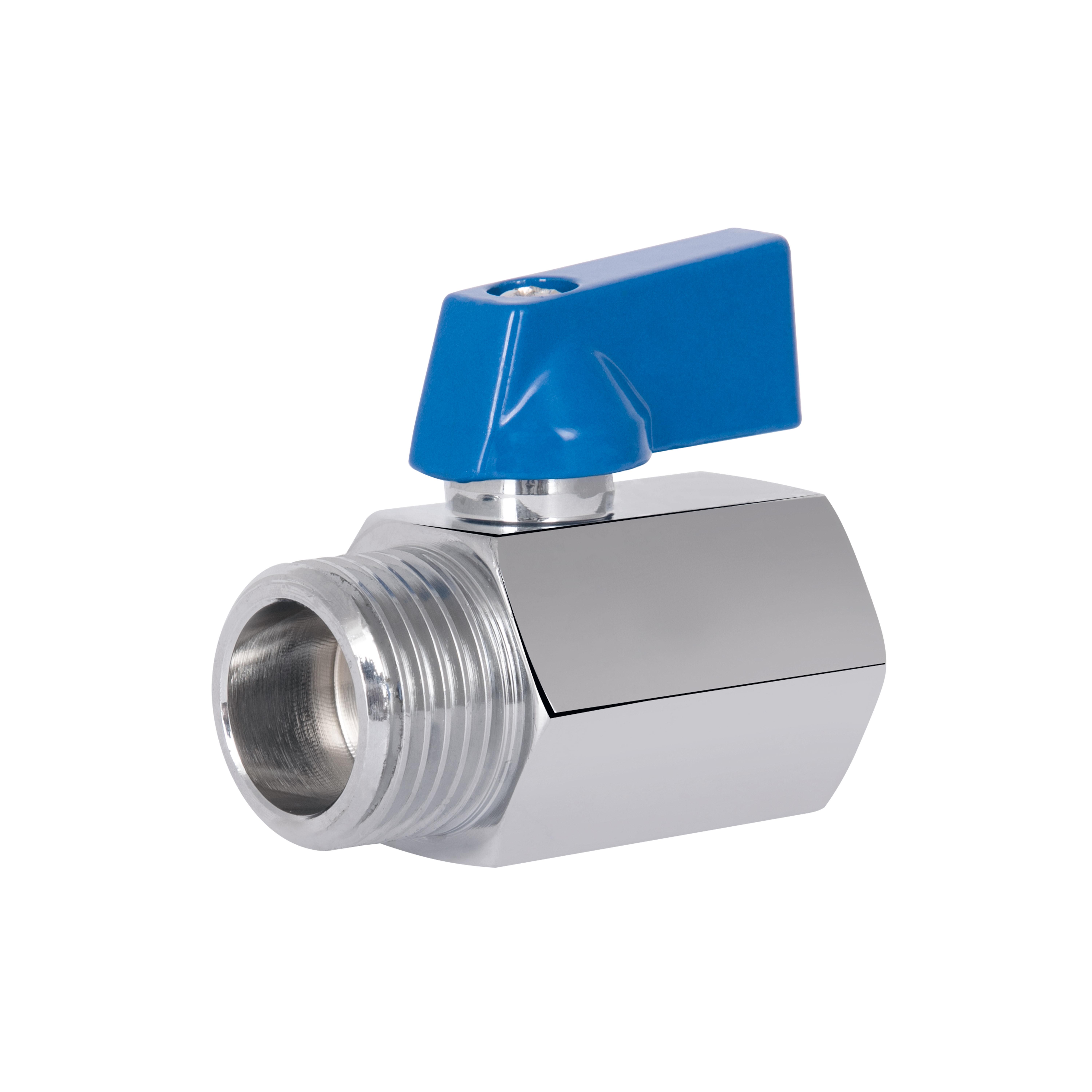 Кран шаровой мини Thermo Alliance Standart 1/2"ВЗ латун прямой полубабочка Хром (SD188W15)
