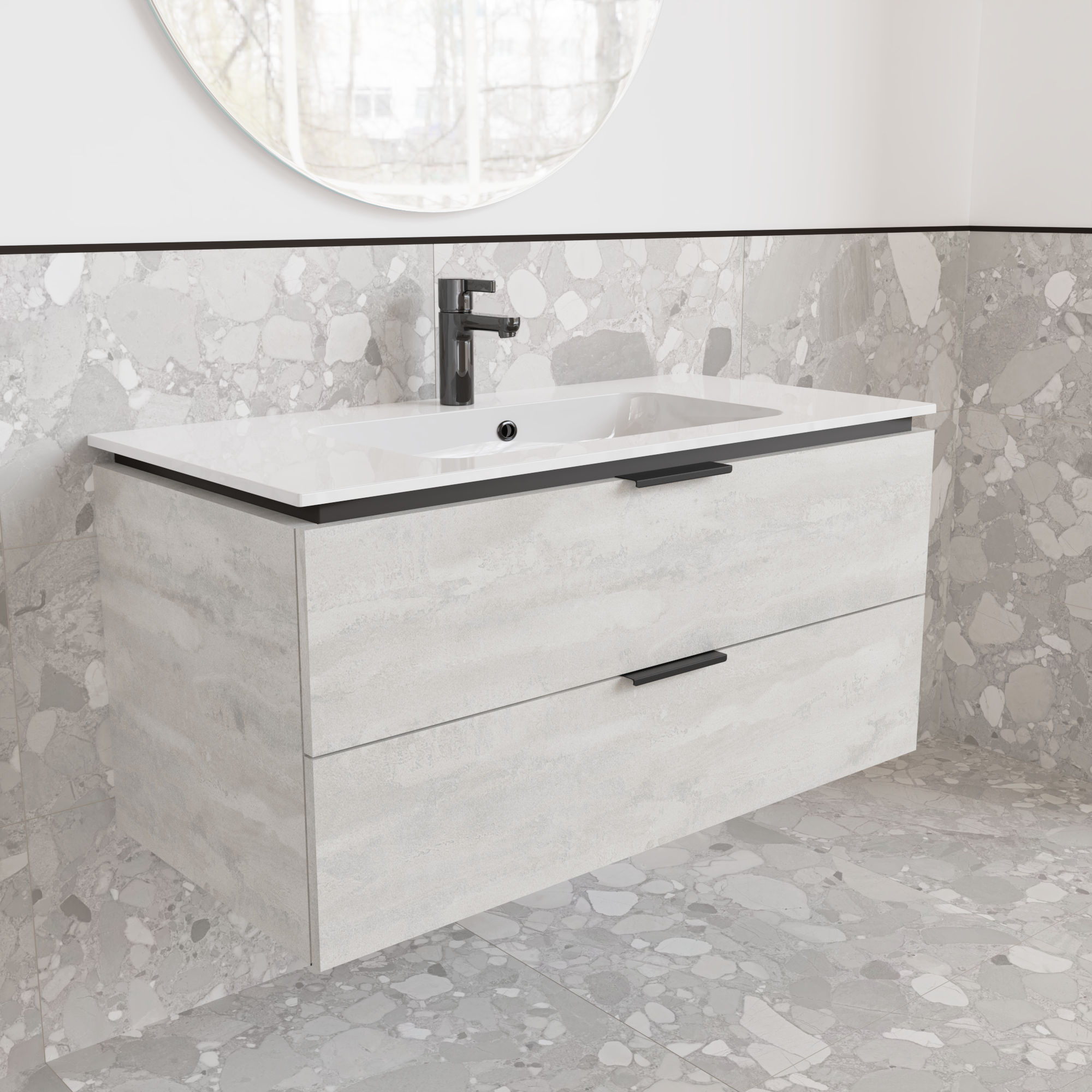 Тумба підвісна з раковиною MVK Vostok Icon 100 В2 1000х450х530 мм Бетонний камінь (p2100bt) - фото 2 Тумба підвісна з раковиною MVK Vostok Icon 100 В2 1000х450х530 мм Бетонний камінь (p2100bt) - фото 2