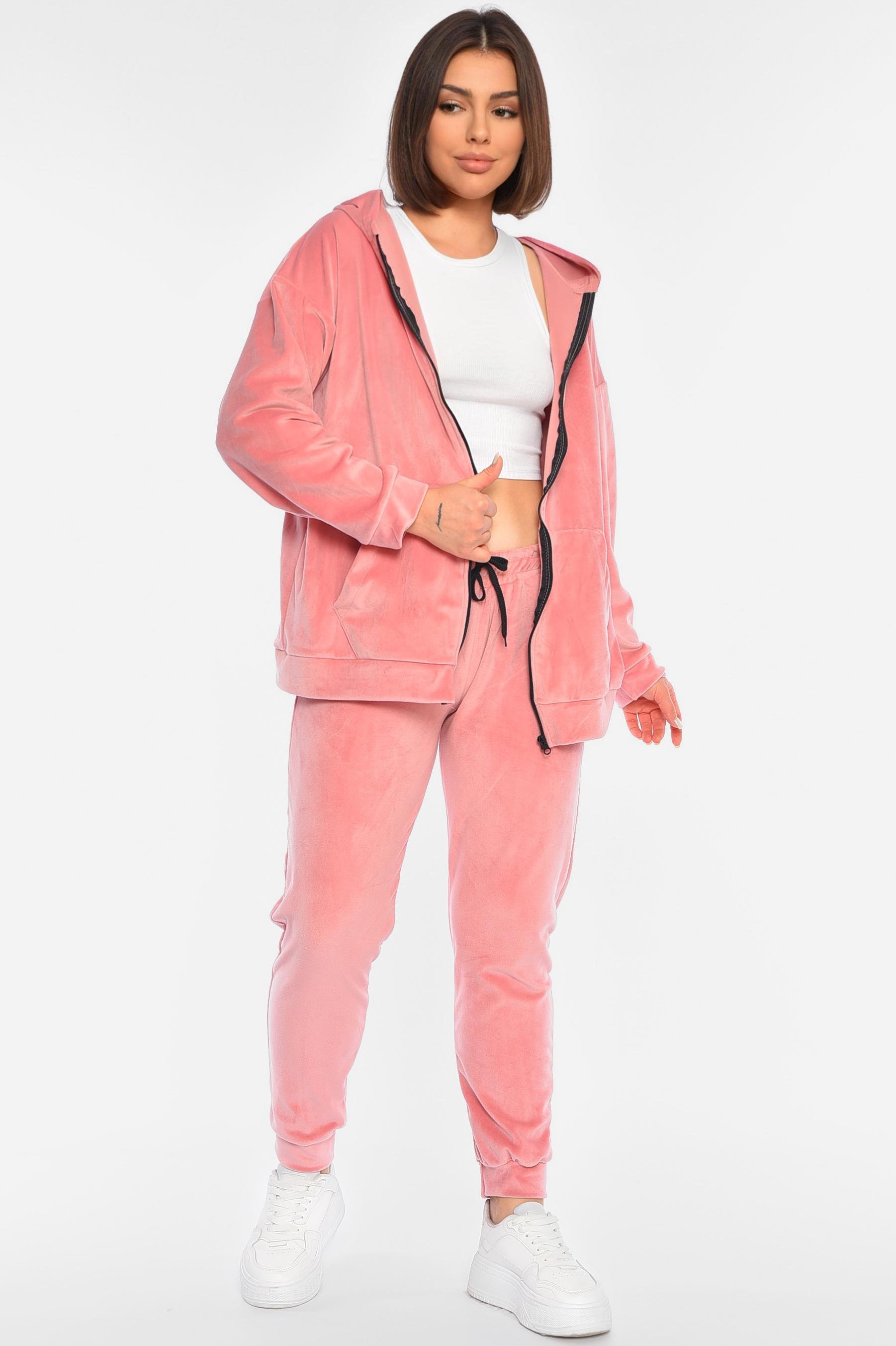 Костюм жіночий напівбатальний велюровий р. 54 Рожевий (190677)