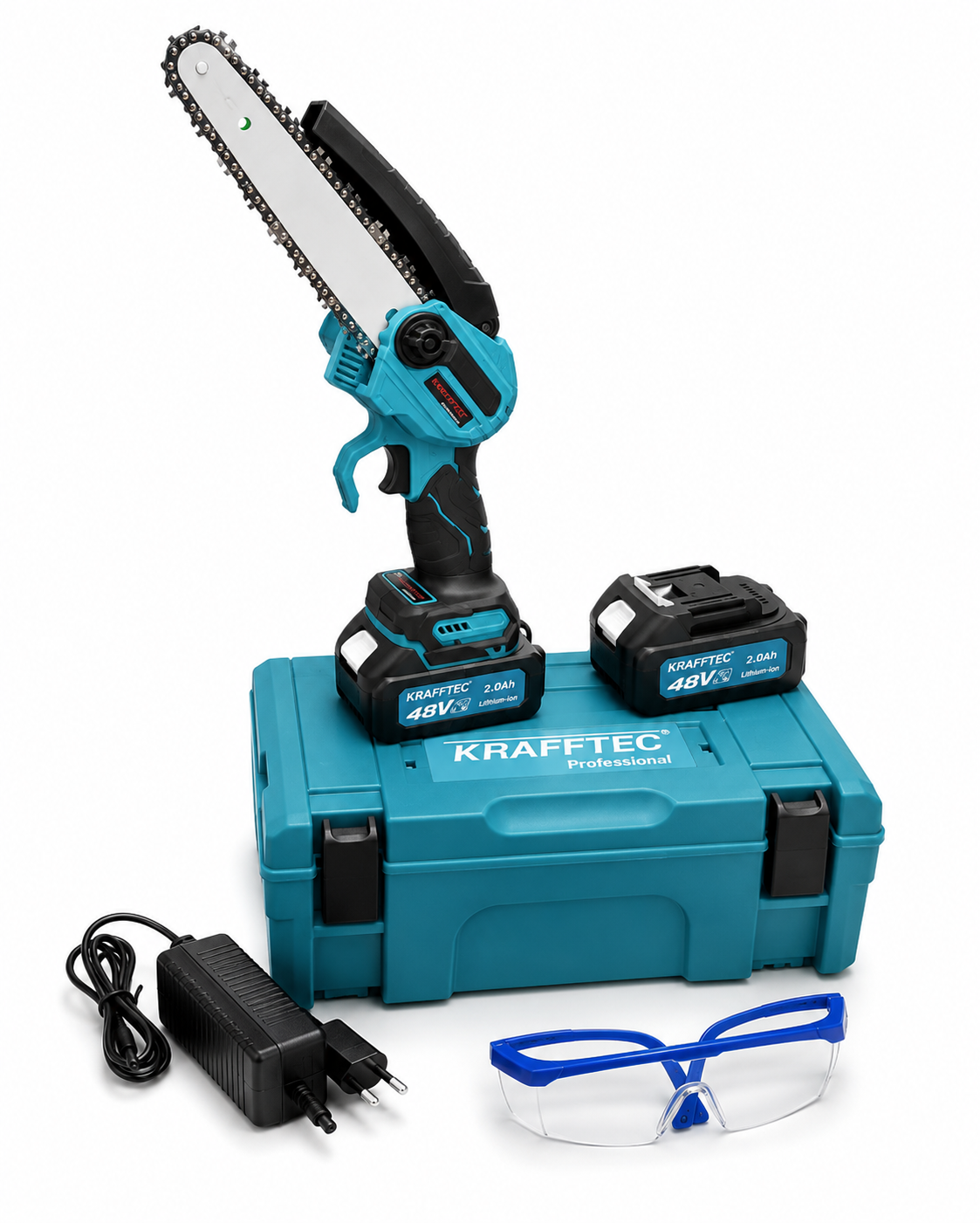 Минипила аккумуляторная Krafftec PRO DUC195HN-8 48 В 6 Ач шина 20 см безщеточная автоматическая смазка 2 аккумулятора (6823639)