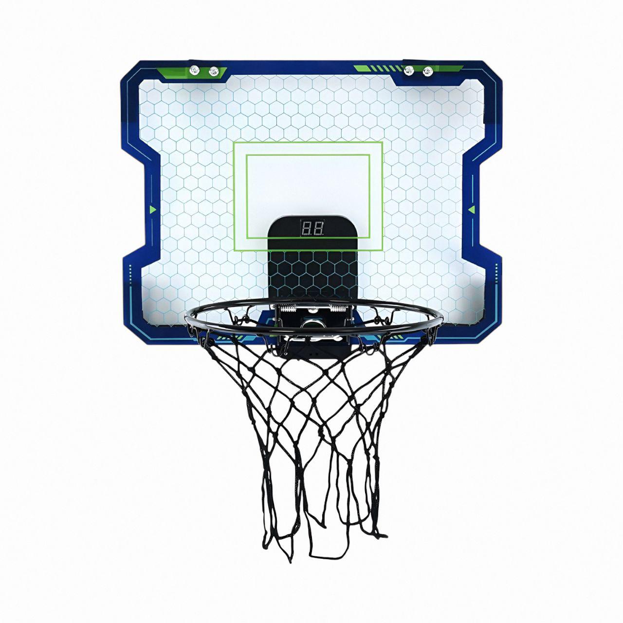 Баскетбольне кільце MR 1519 зі щитом 41x31 см/металевим кільцем/інтерактивним табло та м’ячем Біло-синій (27159187)