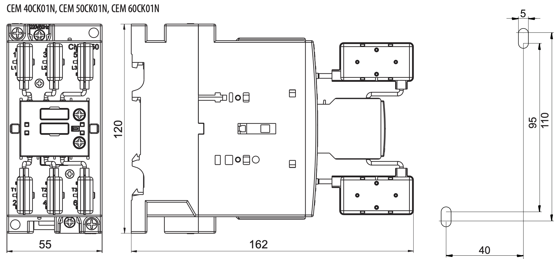 Контактор для конденсаторов ETI CEM CK 40.01N 40 кВАр 440 В 1NC (4643822) - фото 2