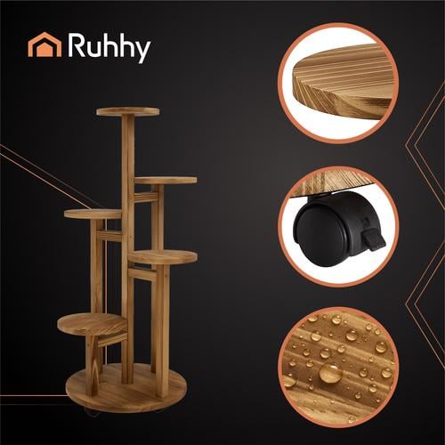 Підставка для квітів Ruhhy шестирівнева дерев'яна 86 см (26041) - фото 5 Підставка для квітів Ruhhy шестирівнева дерев'яна 86 см (26041) - фото 5