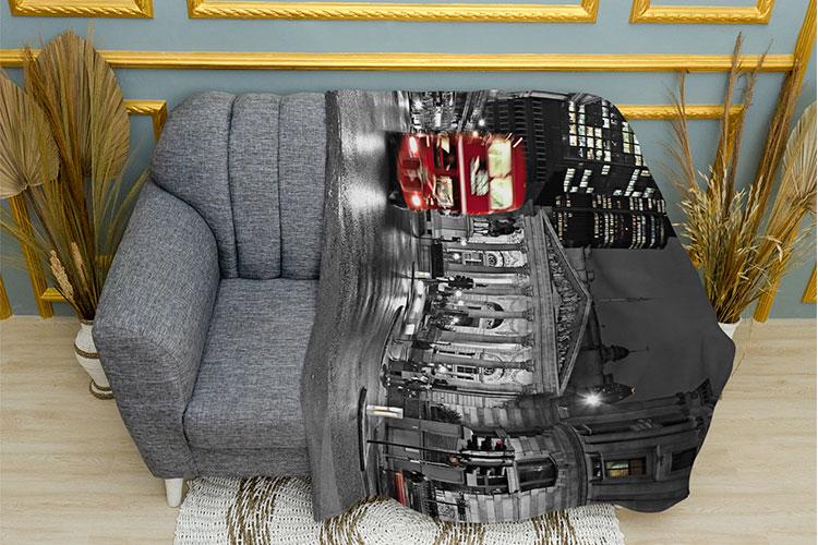 Плед PromoZP Лондон ночью плюш двухслойный 150х210 см (102382-3) Плед PromoZP Лондон ночью плюш двухслойный 150х210 см (102382-3)