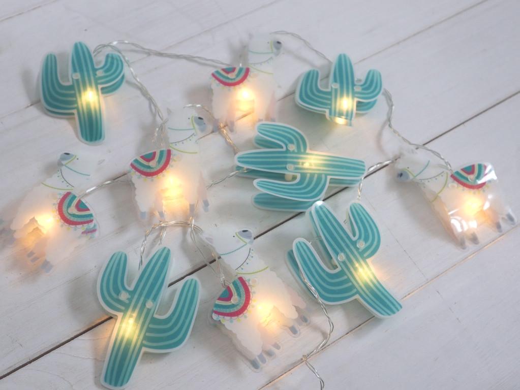 Гирлянда фонарики Кактус АА батарейки 1,65м 10 лампочек в форме кактуса