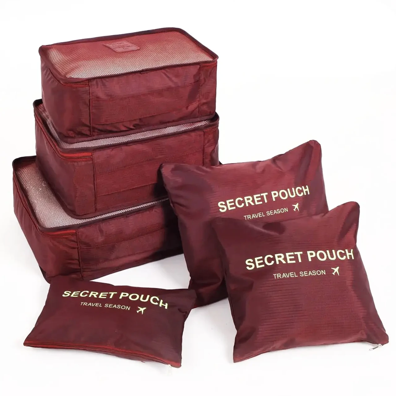 Органайзеры для вещей Secret Pouch 6 шт. Бордовый - фото 1