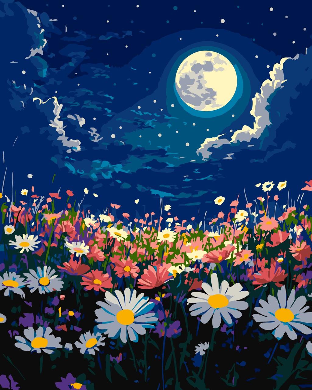 Картина за номерами Ideyka Пейзаж Місячна ніч над місяцем 40х50 см