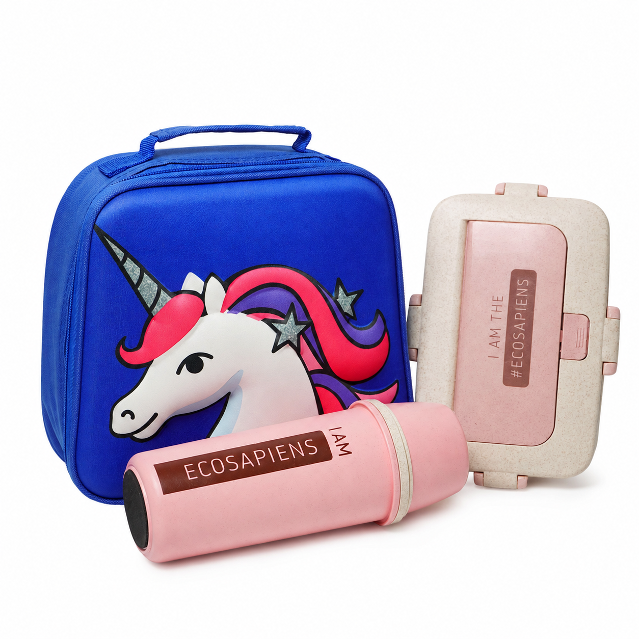 Рюкзак для школьника эвакуационный Jooki Термосумка 3D Unicorn/Термобутылка 500 мл/Ланч бокс 950 мл Розовый