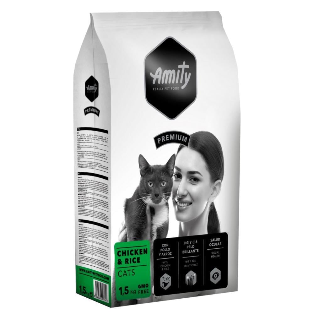 Корм сухой Amity Premium Cat Chiken and Rice с курицей для взрослых котов 1,5 кг