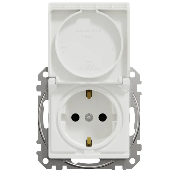 Розетка одинарная Schneider Sedna Design со шторками/крышкой Белый (28431399)