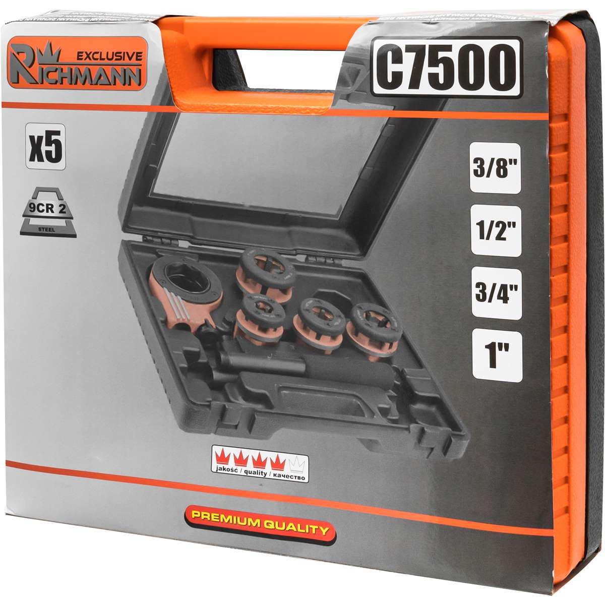 Набор плашек-клуп для нарезания резьбы на трубах Richmann C7500 3/8"-1" 5 эл. в кейсе - фото 2 Набор плашек-клуп для нарезания резьбы на трубах Richmann C7500 3/8"-1" 5 эл. в кейсе - фото 2