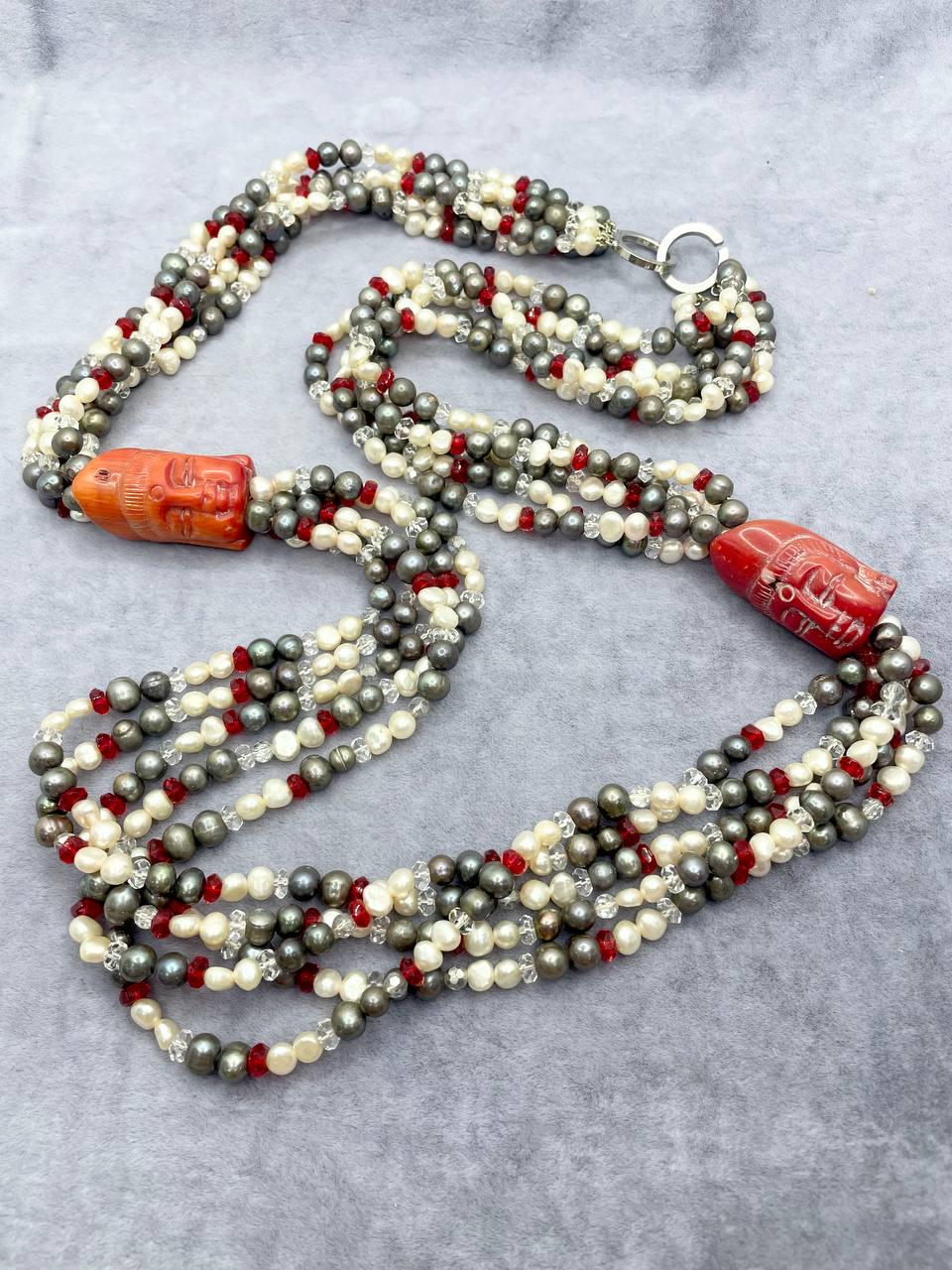 Бусы жемчуга 80 см Разноцветный (1649)