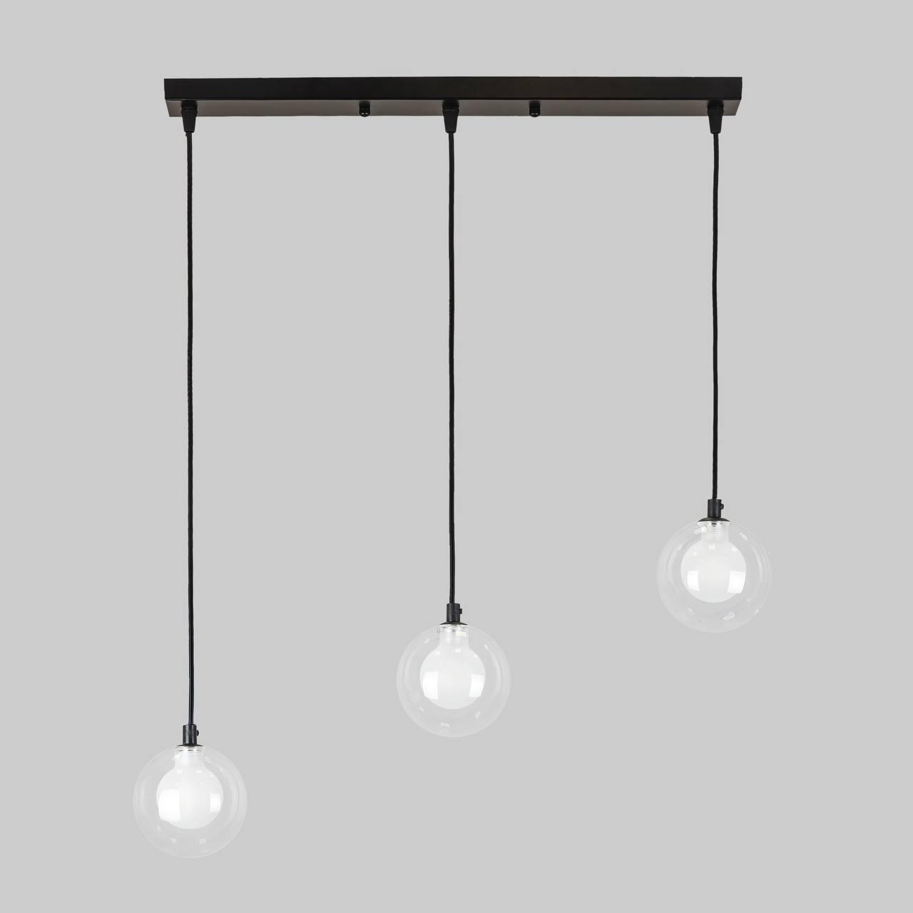 Люстра с двойными плафонами Черный (61-P100F-3 BK+CLWH 500)