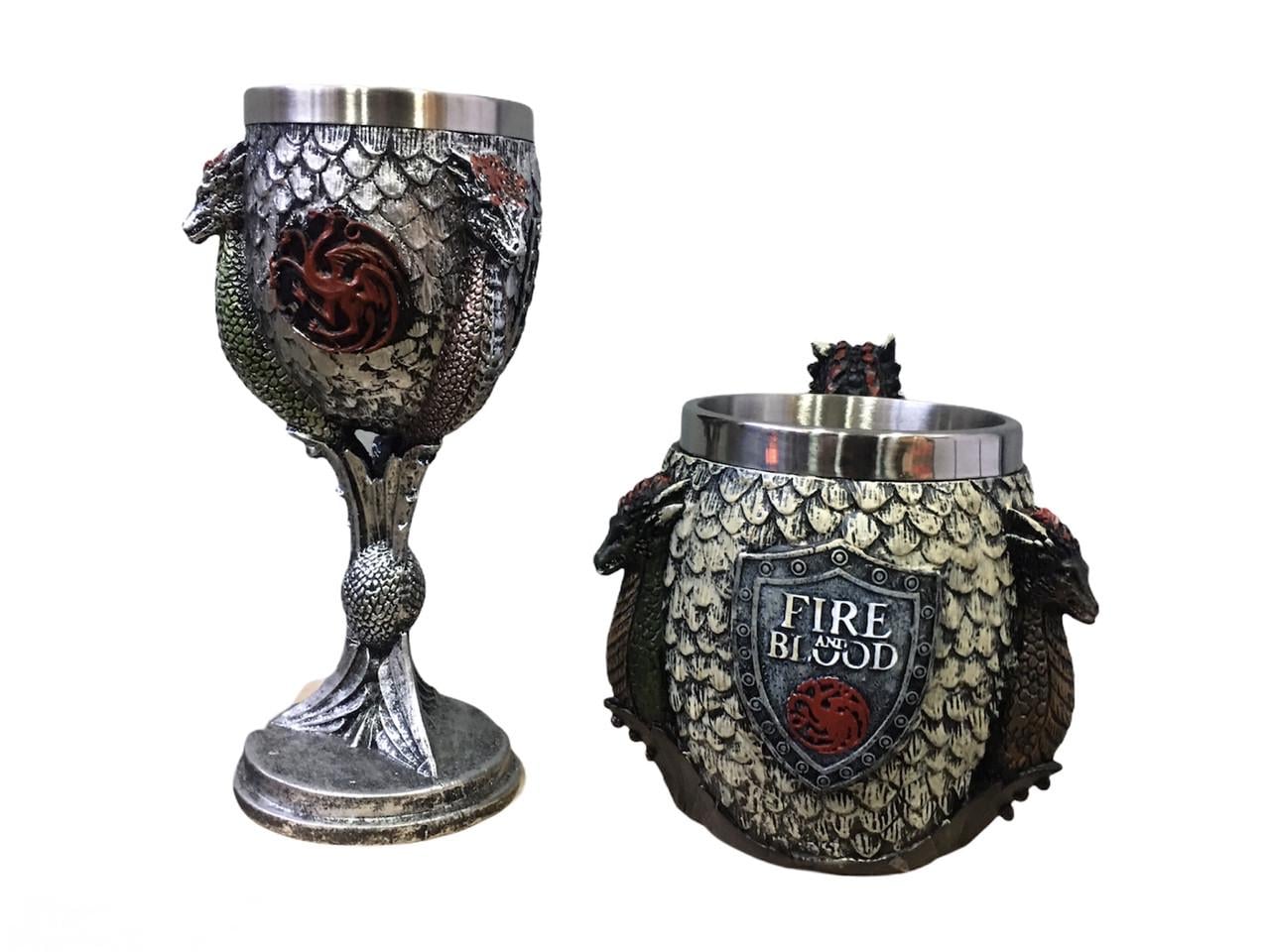 Подарунковий набір чашка і келих Гра Престолів Fire and Blood Дім Таргарієн Сірий (1354629210)