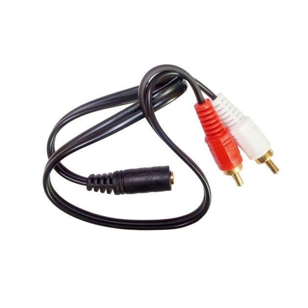 Аудио-кабель Stereo SUNROZ 3,5 мм Female 3 pin-2xRCA Male 35 см (A48399)