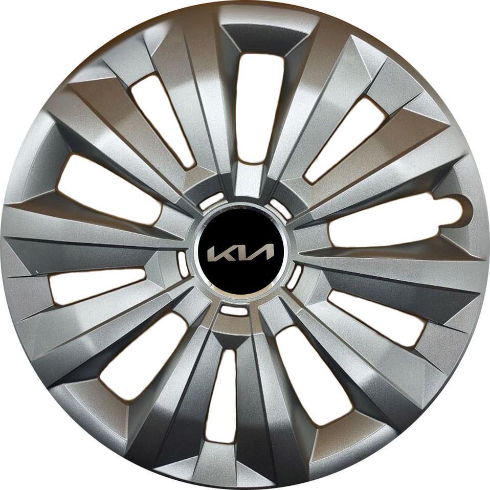 Колпаки SJS 346 з логотипом KIA NEW R15 4 шт. Серебристый (2789080998)