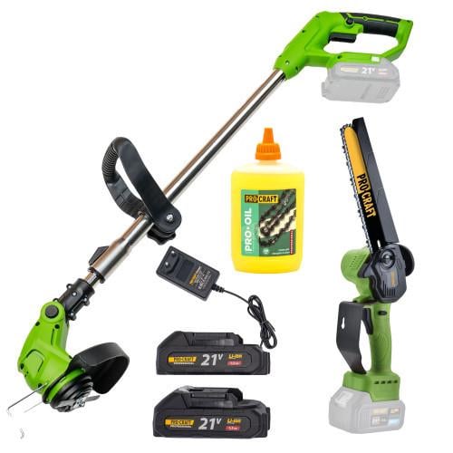 Пила акумуляторна міні ProCraft PKA24Li та акумуляторна коса ProCraft PTA24 з оливою 200 мл