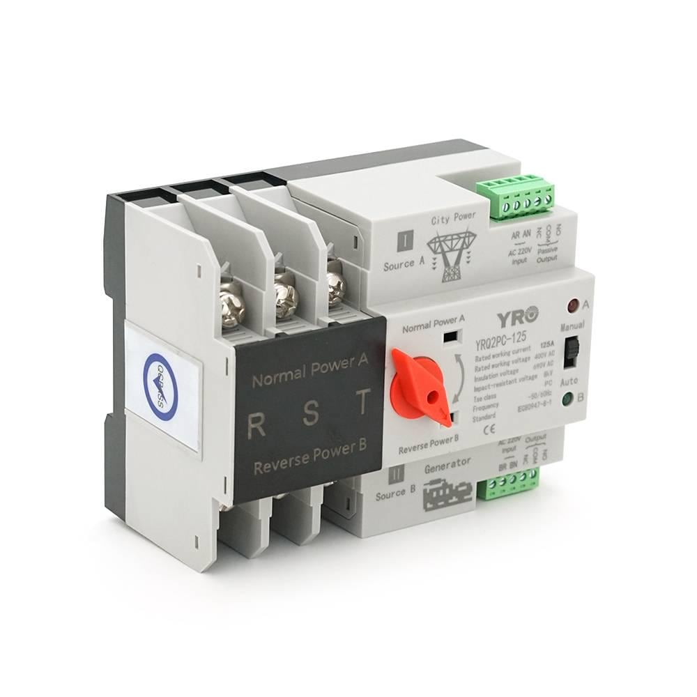 Автомат введення резерву триполюсний YRQ2PC-125 400V/125A на DIN-рейку для генераторів (40385)