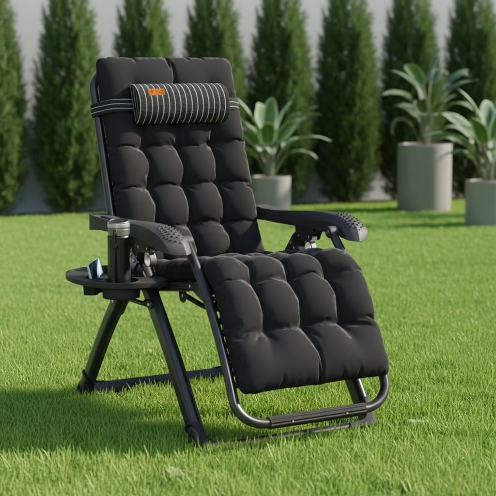 Шезлонг садовий Zero Gravity WCG S13-PP Mafia з подушкою/матрацом Чорний (S13-PP 1)