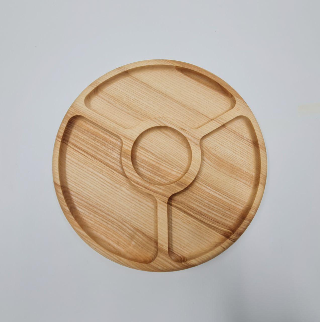 Тарілка з дерева для сервірування закусок і нарізок d 30 см (IN34)