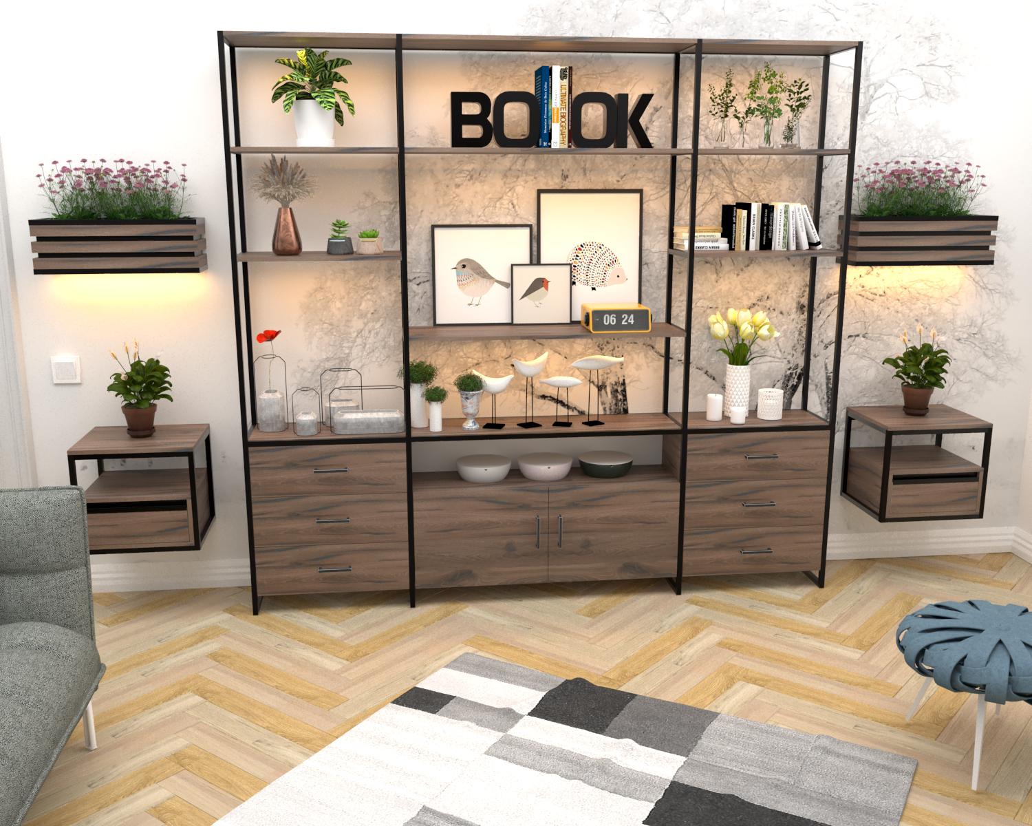 Система стеллажная с ящиками EcoLoft Фреймора DSP-1498-8 в стиле лофт Ливорно (36292641)