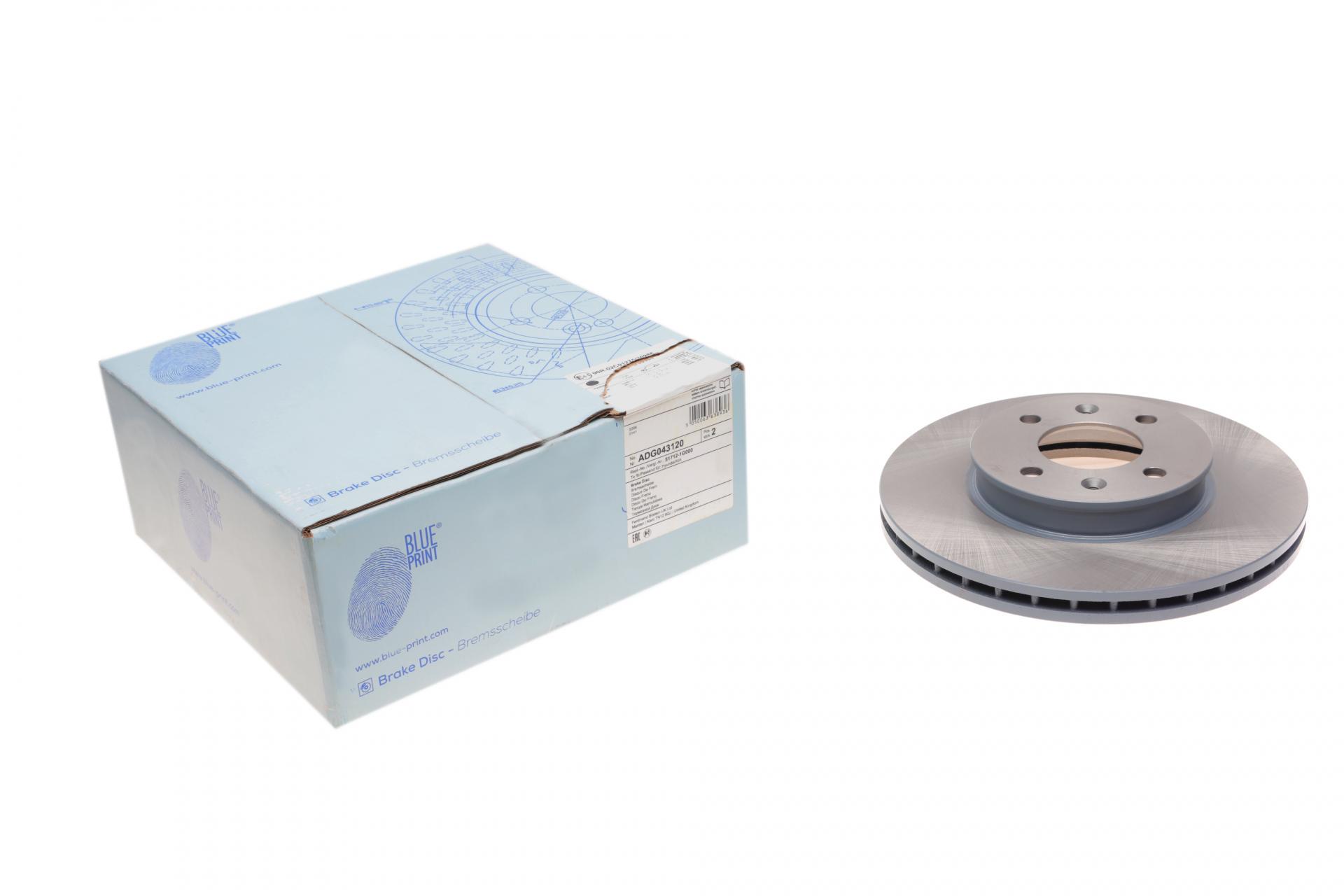 Тормозной диск передний BLUE PRINT для Hyundai Accent III 05-10/Kia Rio II 05- с покрытием 256x22 мм (ADG043120)