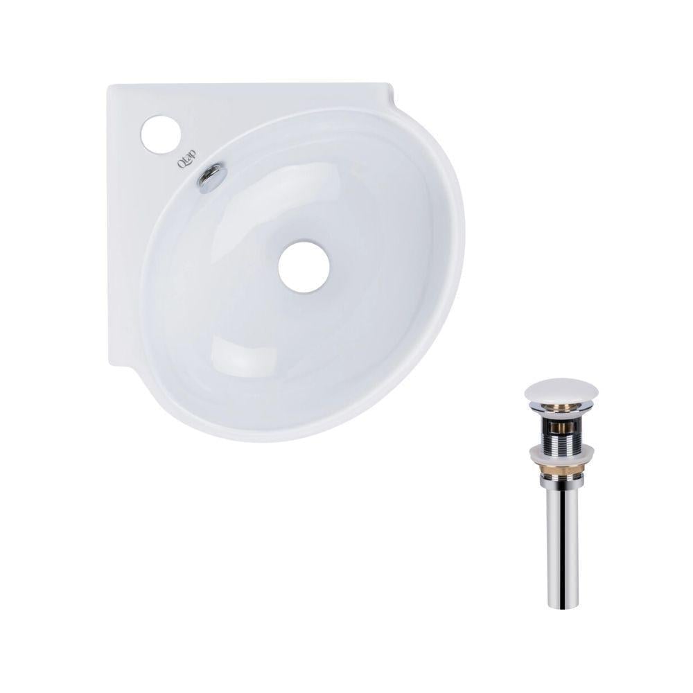 Комплект Qtap Leo N Раковина подвесная угловая овальная 380x360x130 мм White/Донной клапан PU02O (SD00053455)