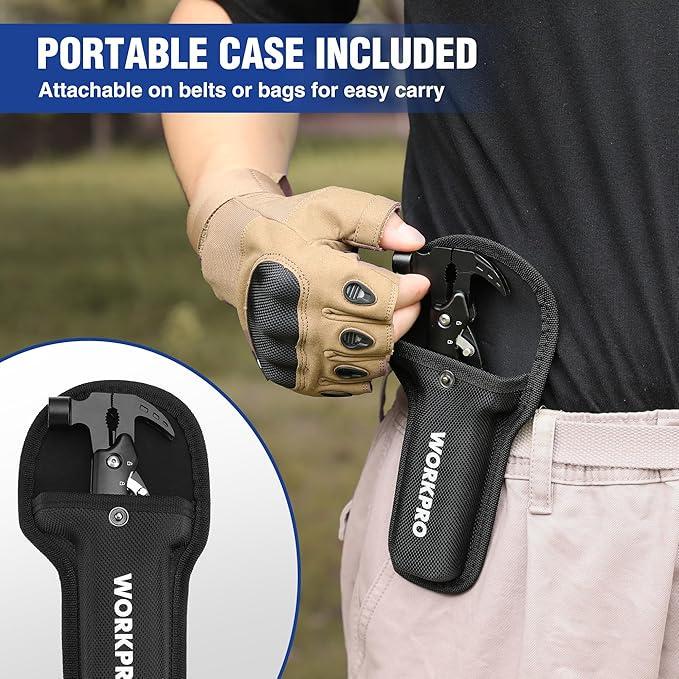 Ніж мультитул WORKPRO 12в1 для кемпінгу з міні-молотком-EDC - фото 2