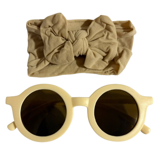Набор детские очки и повязка на голову Бежевый (1720)